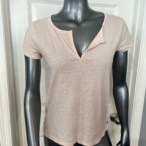 J Crew Women's Light Blush Pink V-Neck Stretchy Tee